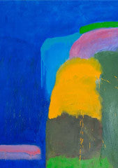 Untitled No 7. Brown, Green, Cadmium Yellow and Light Blue on Ultramarine. Sydney Exhibition, 2012.