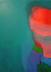 Untitled No 2. Pinks, Green on Cobalt Teal, Sydney Exhibition, 2012.